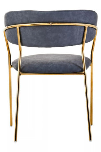 Orsina Tamzin Dark Grey Faux Leather Dining Chair with Gold Legs