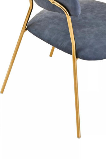 Orsina Tamzin Dark Grey Faux Leather Dining Chair with Gold Legs