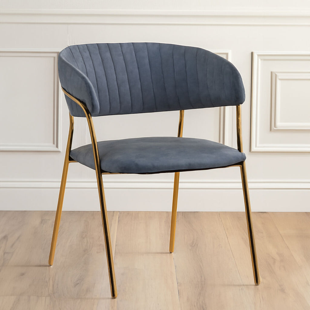 Orsina Tamzin Dark Grey Faux Leather Dining Chair with Gold Legs