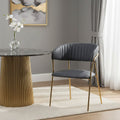 Orsina Tamzin Dark Grey Faux Leather Dining Chair with Gold Legs