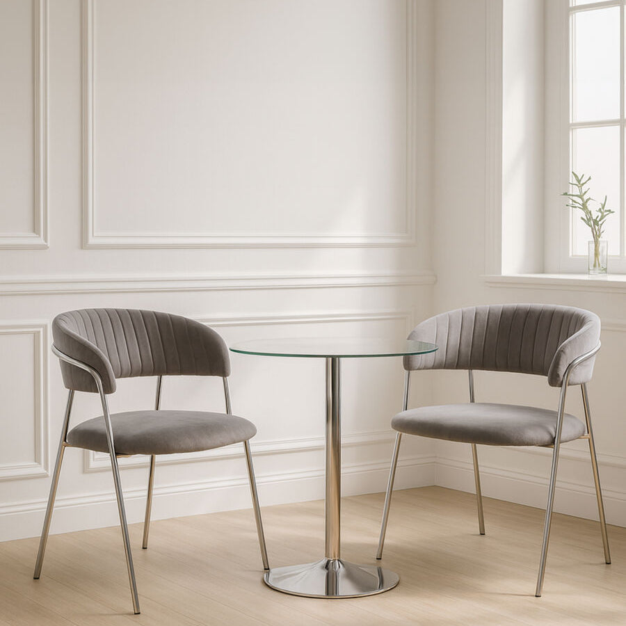 Orsina Tamzin Dining Chair – Mink Upholstered with Chrome Legs