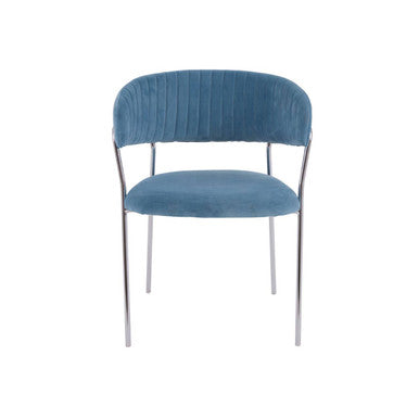Orsina Tamzin Blue Velvet Dining Chair | Channel Back & Chrome Legs