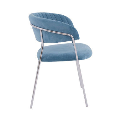 Orsina Tamzin Blue Velvet Dining Chair | Channel Back & Chrome Legs