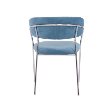 Orsina Tamzin Blue Velvet Dining Chair | Channel Back & Chrome Legs