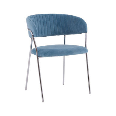 Orsina Tamzin Blue Velvet Dining Chair | Channel Back & Chrome Legs