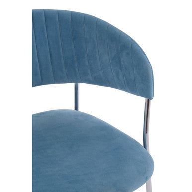 Orsina Tamzin Blue Velvet Dining Chair | Channel Back & Chrome Legs