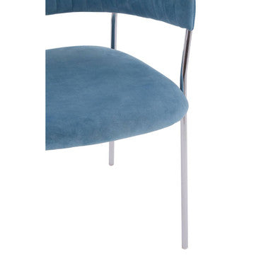 Orsina Tamzin Blue Velvet Dining Chair | Channel Back & Chrome Legs