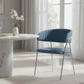 Orsina Tamzin Blue Velvet Dining Chair | Channel Back & Chrome Legs