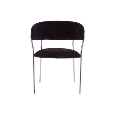 Orsina Tamzin Black Velvet Dining Chair | Channel Tufted Chrome Legs