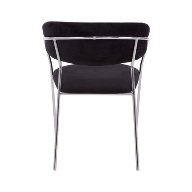 Orsina Tamzin Black Velvet Dining Chair | Channel Tufted Chrome Legs