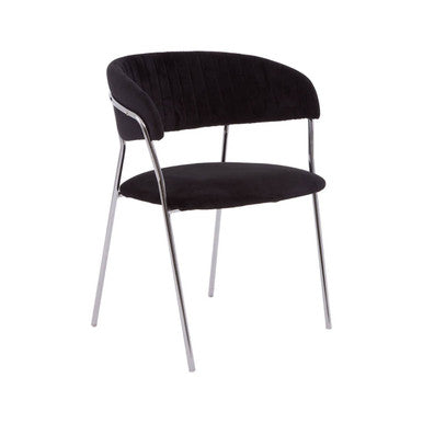 Orsina Tamzin Black Velvet Dining Chair | Channel Tufted Chrome Legs