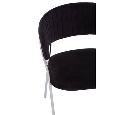 Orsina Tamzin Black Velvet Dining Chair | Channel Tufted Chrome Legs
