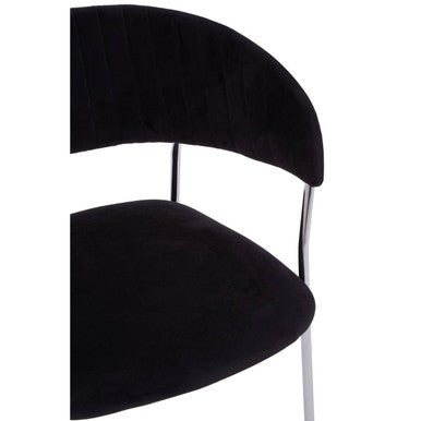 Orsina Tamzin Black Velvet Dining Chair | Channel Tufted Chrome Legs