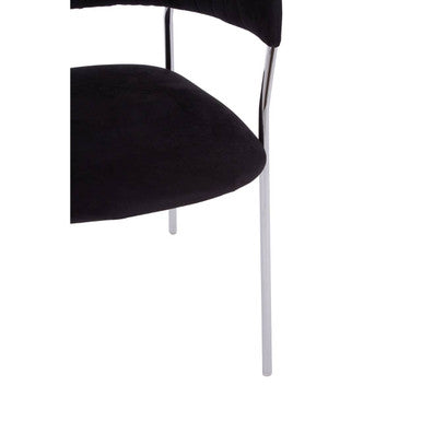 Orsina Tamzin Black Velvet Dining Chair | Channel Tufted Chrome Legs