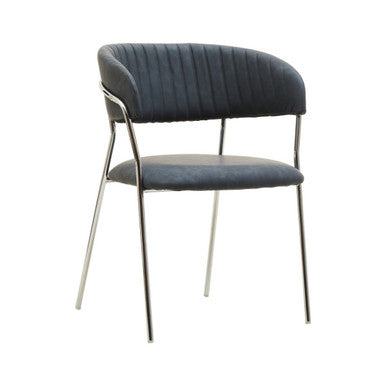 Orsina Tamzin Dark Grey Faux Leather Curved Dining Chair | Chrome Legs