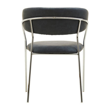 Orsina Tamzin Dark Grey Faux Leather Curved Dining Chair | Chrome Legs