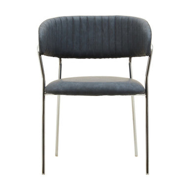Orsina Tamzin Dark Grey Faux Leather Curved Dining Chair | Chrome Legs