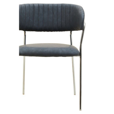 Orsina Tamzin Dark Grey Faux Leather Curved Dining Chair | Chrome Legs
