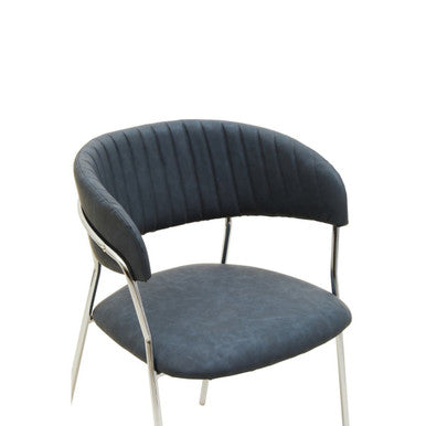 Orsina Tamzin Dark Grey Faux Leather Curved Dining Chair | Chrome Legs