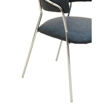 Orsina Tamzin Dark Grey Faux Leather Curved Dining Chair | Chrome Legs