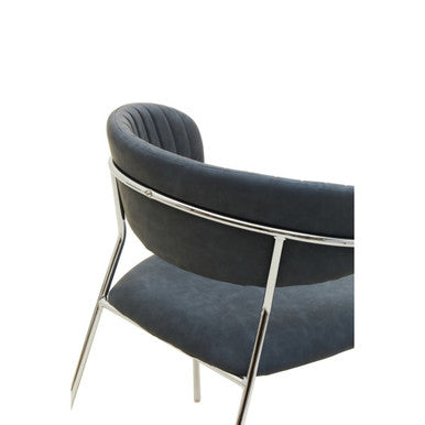Orsina Tamzin Dark Grey Faux Leather Curved Dining Chair | Chrome Legs