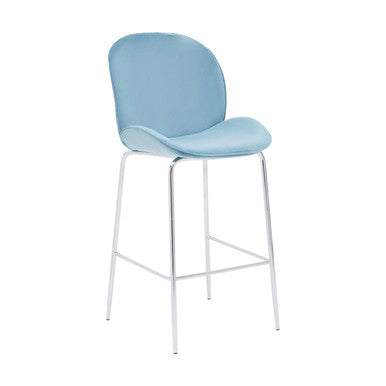 Orsina Tamzin Blue Velvet Bar Stool – Chrome Finish Counter Chair
