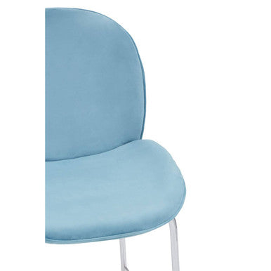 Orsina Tamzin Blue Velvet Bar Stool – Chrome Finish Counter Chair