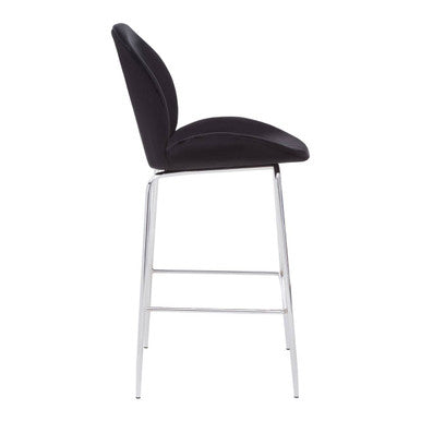 Orsina Tamzin Black Velvet Bar Chair with Chrome Finish Base
