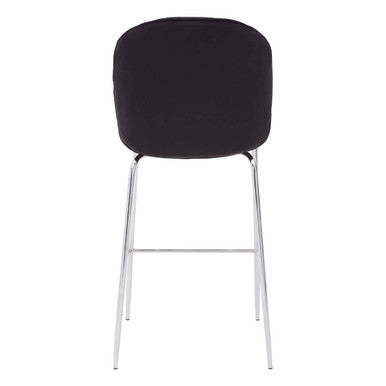 Orsina Tamzin Black Velvet Bar Chair with Chrome Finish Base