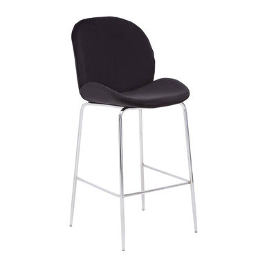 Orsina Tamzin Black Velvet Bar Chair with Chrome Finish Base