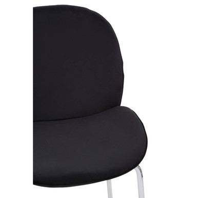 Orsina Tamzin Black Velvet Bar Chair with Chrome Finish Base