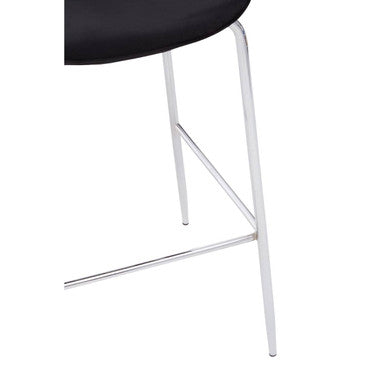 Orsina Tamzin Black Velvet Bar Chair with Chrome Finish Base