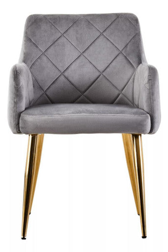 Orsina Tamzin Mink Velvet Dining Chair | Angular Seat with Gold Legs