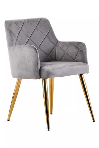 Orsina Tamzin Mink Velvet Dining Chair | Angular Seat with Gold Legs