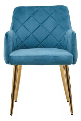 Orsina Tamzin Light Blue Velvet Dining Chair with Gold Legs
