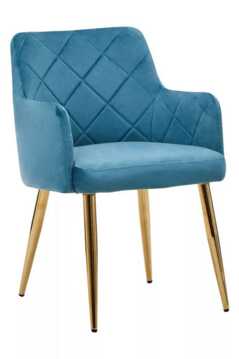Orsina Tamzin Light Blue Velvet Dining Chair with Gold Legs