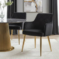 Orsina Tamzin Black Velvet Dining Chair – Angular Seat with Gold Legs