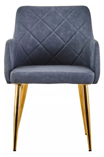 Orsina Tamzin Dark Grey Faux Leather Dining Chair with Gold Legs