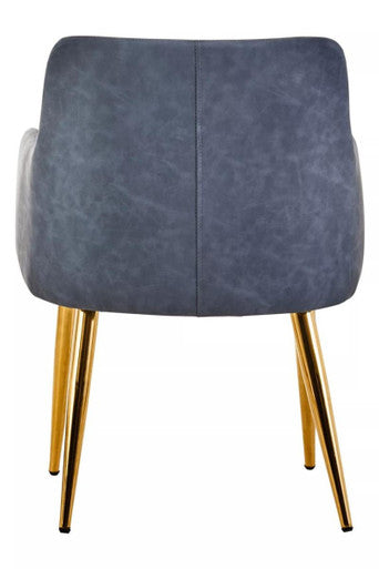 Orsina Tamzin Dark Grey Faux Leather Dining Chair with Gold Legs