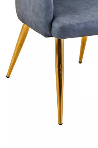 Orsina Tamzin Dark Grey Faux Leather Dining Chair with Gold Legs