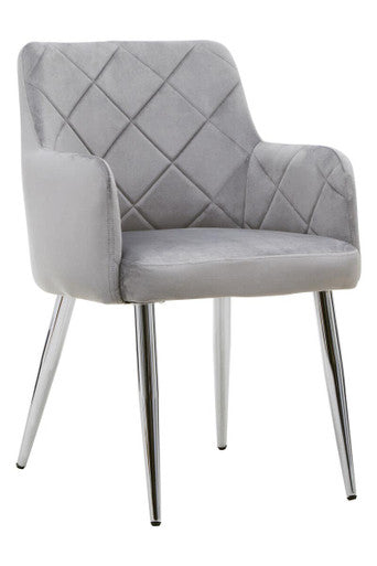 Orsina Tamzin Mink Velvet Dining Chair – Splayed Chrome Legs