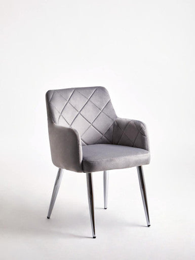 Orsina Tamzin Mink Velvet Dining Chair – Splayed Chrome Legs