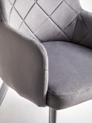 Orsina Tamzin Mink Velvet Dining Chair – Splayed Chrome Legs