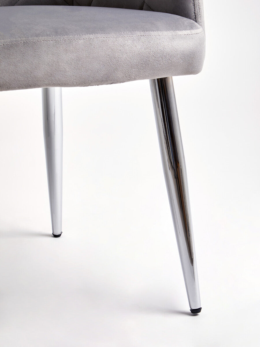 Orsina Tamzin Mink Velvet Dining Chair – Splayed Chrome Legs