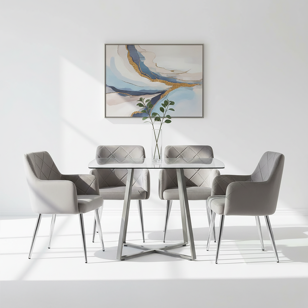 Orsina Tamzin Mink Velvet Dining Chair – Splayed Chrome Legs