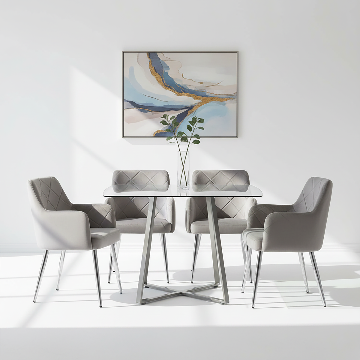 Orsina Tamzin Mink Velvet Dining Chair – Splayed Chrome Legs