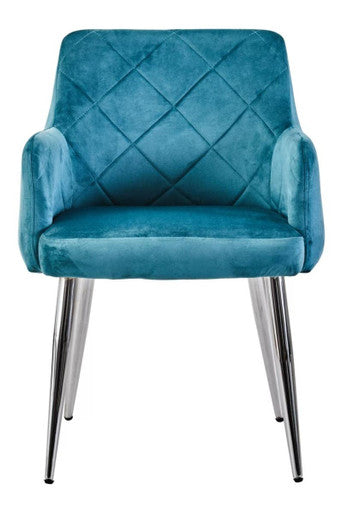 Orsina Tamzin Light Blue Splayed Dining Chair | Upholstered Metal Base