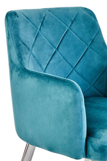 Orsina Tamzin Light Blue Splayed Dining Chair | Upholstered Metal Base