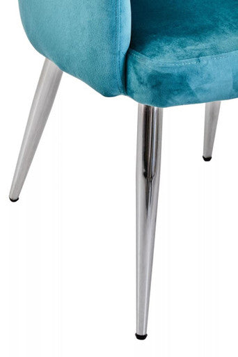 Orsina Tamzin Light Blue Splayed Dining Chair | Upholstered Metal Base