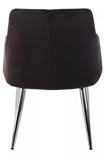Orsina Tamzin Black Velvet Dining Chair with Splayed Chrome Legs